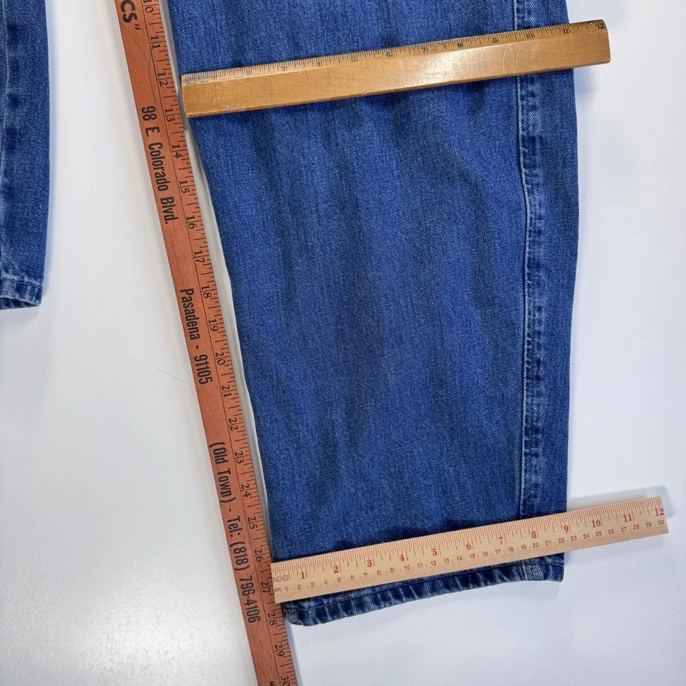 UNIQLO Wide Baggy Tapered Jeans Denim Unisex Large Slash Pockets Loose Blue